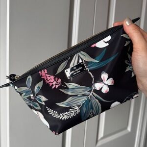 Kate Spade Black Floral Cosmetic Bag
